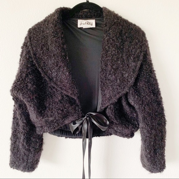 Joseph Ribkoff Black Mohair Cropped Dressy Jacket
